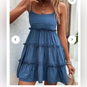 Sleeveless Blue Tiered Summer Dress